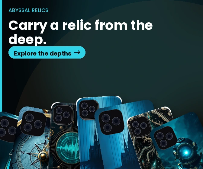 Abyssal Relics: Deep-sea horror phone cases.